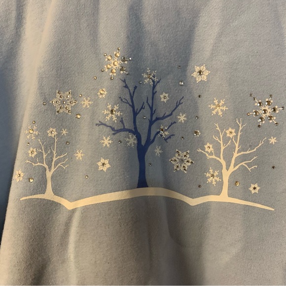 Potpourri Crystal Snowflake Trees Sweatshirt Sweater Long Sleeve Top Large EUC - Picture 4 of 10